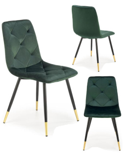 Halmar K438 krzesło ciemny zielony, materiał: tkanina velvet / stal malowana