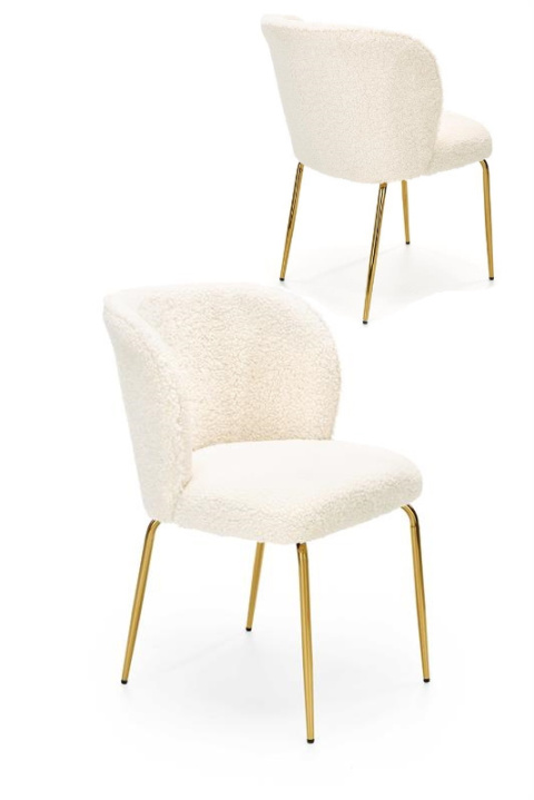 Halmar K474 krzesło kremowy-złoty, materiał: tkanina - bouclé / stal chromowana Halmar K474 krzesło kremowy-złoty, materiał: tkanina - bouclé / stal chromowana