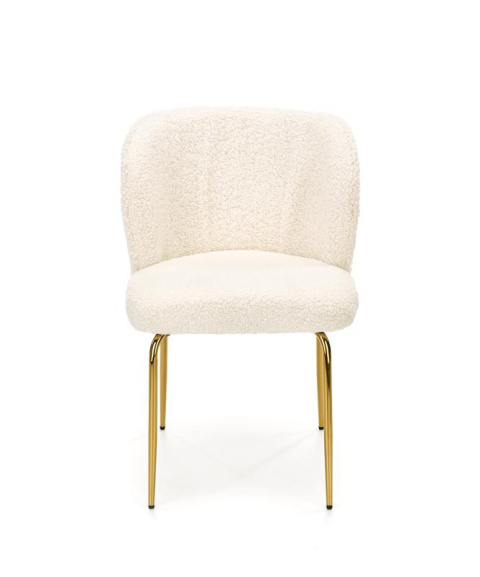 Halmar K474 krzesło kremowy-złoty, materiał: tkanina - bouclé / stal chromowana Halmar K474 krzesło kremowy-złoty, materiał: tkanina - bouclé / stal chromowana