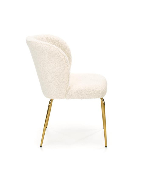 Halmar K474 krzesło kremowy-złoty, materiał: tkanina - bouclé / stal chromowana Halmar K474 krzesło kremowy-złoty, materiał: tkanina - bouclé / stal chromowana