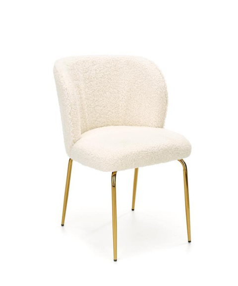 Halmar K474 krzesło kremowy-złoty, materiał: tkanina - bouclé / stal chromowana Halmar K474 krzesło kremowy-złoty, materiał: tkanina - bouclé / stal chromowana