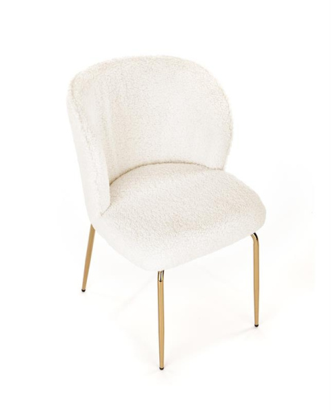Halmar K474 krzesło kremowy-złoty, materiał: tkanina - bouclé / stal chromowana Halmar K474 krzesło kremowy-złoty, materiał: tkanina - bouclé / stal chromowana