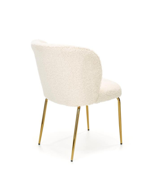 Halmar K474 krzesło kremowy-złoty, materiał: tkanina - bouclé / stal chromowana Halmar K474 krzesło kremowy-złoty, materiał: tkanina - bouclé / stal chromowana