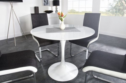 King Home Stół TULIP PREMIUM 120 okrągły biały - MDF połysk metal lakierowany proszkowo do domu i do lokalu King Home Stół TULIP PREMIUM 120 okrągły biały - MDF połysk metal lakierowany proszkowo do domu i do lokalu