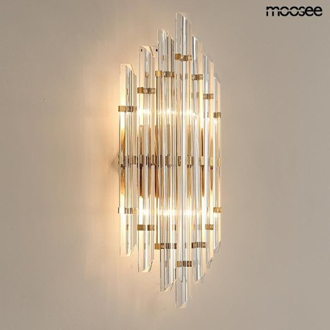 KINKIET LAMPA ŚCIENNA PALAZZO Moosee MOOSEE ZŁOTA metal SZKŁO kryształowe TRANSPARENTNE 2xE14 KINKIET LAMPA ŚCIENNA PALAZZO Moosee MOOSEE ZŁOTA metal SZKŁO kryształowe TRANSPARENTNE 2xE14