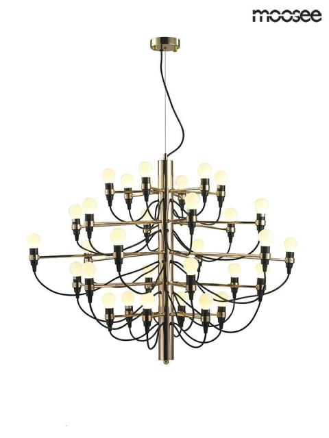Moosee MOOSEE lampa wisząca GINO 80 złota stal przewód i oprawki czarne 30xE14 Moosee MOOSEE lampa wisząca GINO 80 złota stal przewód i oprawki czarne 30xE14