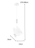 Moosee MOOSEE lampa wisząca LED BUTTERFLY S złota metal skrzydła szkło kryształowe transparentny - motyl