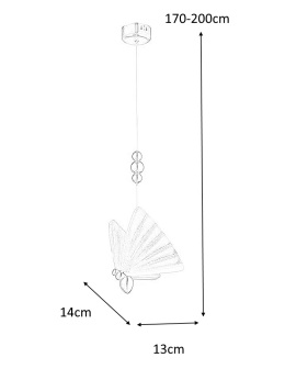 Moosee MOOSEE lampa wisząca LED BUTTERFLY S złota metal skrzydła szkło kryształowe transparentny - motyl