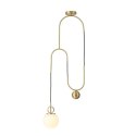 LAMPA WISZĄCA LIFT Moosee MOOSEE ZŁOTA metal klosz szklany MLECZNY kształt kuli 1xE27 LAMPA WISZĄCA LIFT Moosee MOOSEE ZŁOTA metal klosz szklany MLECZNY kształt kuli 1xE27