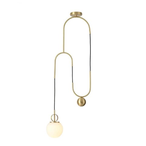 LAMPA WISZĄCA LIFT Moosee MOOSEE ZŁOTA metal klosz szklany MLECZNY kształt kuli 1xE27 LAMPA WISZĄCA LIFT Moosee MOOSEE ZŁOTA metal klosz szklany MLECZNY kształt kuli 1xE27
