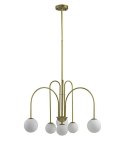 LAMPA WISZĄCA NERI Moosee MOOSEE ZŁOTA metalowa klosze SZKŁO MLECZNE w kształcie kuli 6xG9 LAMPA WISZĄCA NERI Moosee MOOSEE ZŁOTA metalowa klosze SZKŁO MLECZNE w kształcie kuli 6xG9