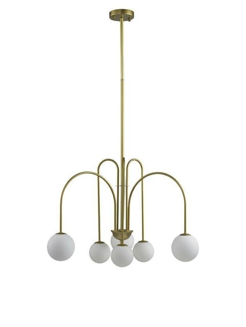 LAMPA WISZĄCA NERI Moosee MOOSEE ZŁOTA metalowa klosze SZKŁO MLECZNE w kształcie kuli 6xG9 LAMPA WISZĄCA NERI Moosee MOOSEE ZŁOTA metalowa klosze SZKŁO MLECZNE w kształcie kuli 6xG9
