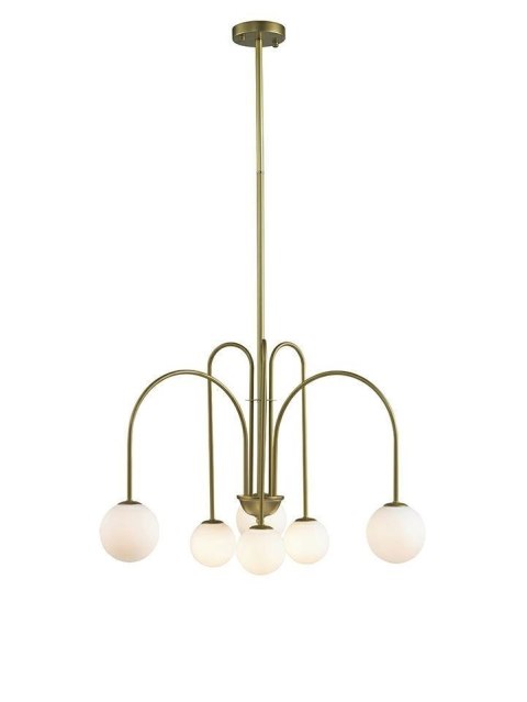 LAMPA WISZĄCA NERI Moosee MOOSEE ZŁOTA metalowa klosze SZKŁO MLECZNE w kształcie kuli 6xG9 LAMPA WISZĄCA NERI Moosee MOOSEE ZŁOTA metalowa klosze SZKŁO MLECZNE w kształcie kuli 6xG9