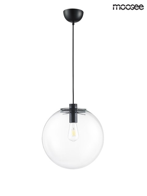Moosee MOOSEE lampa wisząca SANDRA 30 czarna metal klosz w kształcie kuli wyykonano ze szkła transparentnego E27 Moosee MOOSEE lampa wisząca SANDRA 30 czarna metal klosz w kształcie kuli wyykonano ze szkła transparentnego E27