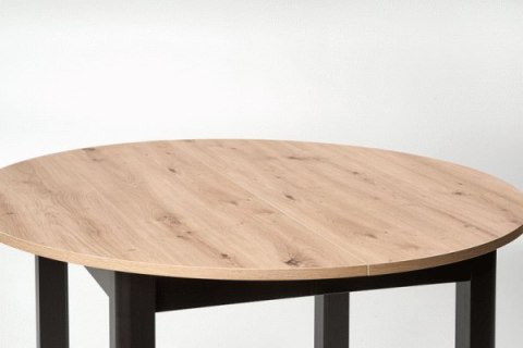 HALMAR stół RINGO okrągły kolor blat dąb artisan płyta meblowa okleinowana, nogi - czarny MDF okleinowany (102-142x102x76 cm) HALMAR stół RINGO okrągły kolor blat dąb artisan płyta meblowa okleinowana, nogi - czarny MDF okleinowany (102-142x102x76 cm)