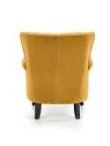 Halmar TITAN fotel wypoczynkowy musztardowy ( żółty ) miekka poduszka na siedzisku, przeszycia na oparciu - nogi drewniane
