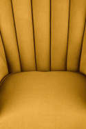 Halmar TITAN fotel wypoczynkowy musztardowy ( żółty ) miekka poduszka na siedzisku, przeszycia na oparciu - nogi drewniane
