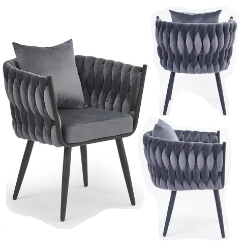 Halmar AVATAR 2 fotel wypoczynkowy popielaty/ czarny, materiał: tkanina - velvet / stal Halmar AVATAR 2 fotel wypoczynkowy popielaty/ czarny, materiał: tkanina - velvet / stal