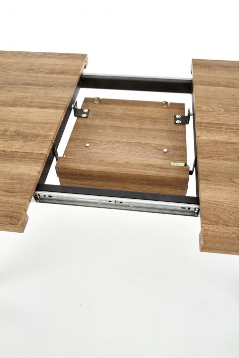 STÓŁ PROSTOKĄTNY ROZKŁADANY BERLIN 140-180 cm HALMAR blat MDF laminowany - ORZECH MIODOWY stelaż stal malowana - CZARNY STÓŁ PROSTOKĄTNY ROZKŁADANY BERLIN 140-180 cm HALMAR blat MDF laminowany - ORZECH MIODOWY stelaż stal malowana - CZARNY