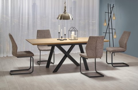 HALMAR stół CAPITAL 160-200 cm prostokątny rozkładany MDF okleinowany dąb złoty / czarny stal malowana proszkowo HALMAR stół CAPITAL 160-200 cm prostokątny rozkładany MDF okleinowany dąb złoty / czarny stal malowana proszkowo