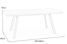 STÓŁ PROSTOKĄTNY ROZKŁADANY BERLIN 140-180 cm HALMAR blat MDF laminowany - ORZECH MIODOWY stelaż stal malowana - CZARNY