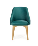Halmar TOLEDO 2 krzesło do jadalni dąb miodowy/tap. MONOLITH 37 (ciemny zielony) - tkanina butelkowa zieleń - nogi lite drewno