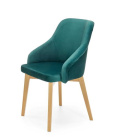 Halmar TOLEDO 2 krzesło do jadalni dąb miodowy/tap. MONOLITH 37 (ciemny zielony) - tkanina butelkowa zieleń - nogi lite drewno