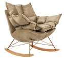 King Home Fotel bujany tapicerowany SWING VELVET khaki z poduszką odpinaną korpus metal stelaż stal miedziany drewniane płozy King Home Fotel bujany tapicerowany SWING VELVET khaki z poduszką odpinaną korpus metal stelaż stal miedziany drewniane płozy