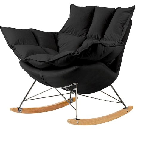 King Home Fotel bujany tapicerowany SWING VELVET czarny z poduszką odpinaną korpus metal stelaż stal chromowana drewniane płozy King Home Fotel bujany tapicerowany SWING VELVET czarny z poduszką odpinaną korpus metal stelaż stal chromowana drewniane płozy