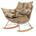 King Home Fotel bujany tapicerowany SWING VELVET khaki z poduszką odpinaną korpus metal stelaż stal miedziany drewniane płozy King Home Fotel bujany tapicerowany SWING VELVET khaki z poduszką odpinaną korpus metal stelaż stal miedziany drewniane płozy