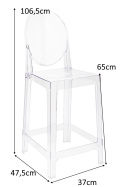 King Home Hoker Krzesło barowe VICTORIA 65 cm transparentne tworzywo szt. lekkie i wytrzymałe jednocześnie wygodne sztaplowanie King Home Hoker Krzesło barowe VICTORIA 65 cm transparentne tworzywo szt. lekkie i wytrzymałe jednocześnie wygodne sztaplowanie