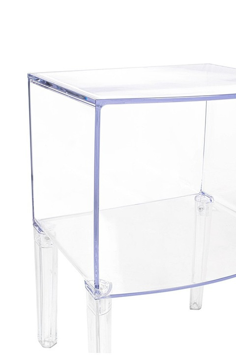 King Home Stolik VISION transparentny - poliwęglan z półką na drobiazgi 40x34,5 lekki i wytrzymały King Home Stolik VISION transparentny - poliwęglan z półką na drobiazgi 40x34,5 lekki i wytrzymały