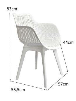 King Home nowoczesne ażurowe Krzesło LANDI białe - polipropylen lekkie i wytrzymałe do wnętrz i na zewnątrz