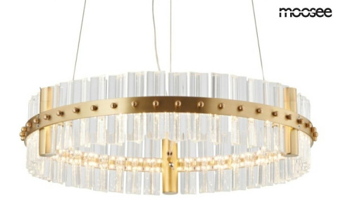 MOOSEE lampa wisząca SATURNUS 70 złota - LED szkło kryształowe klasa K5 konstrukcja stal szczotkowana MOOSEE lampa wisząca SATURNUS 70 złota - LED szkło kryształowe klasa K5 konstrukcja stal szczotkowana