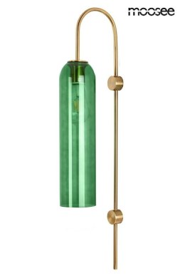 Moosee MOOSEE Kinkiet lampa ścienna SLACK metalowa złota / szklany klosz zielony w kształcie cylindra E27