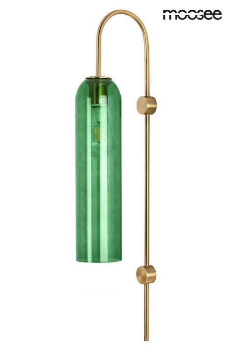 Moosee MOOSEE Kinkiet lampa ścienna SLACK metalowa złota / szklany klosz zielony w kształcie cylindra E27 Moosee MOOSEE Kinkiet lampa ścienna SLACK metalowa złota / szklany klosz zielony w kształcie cylindra E27