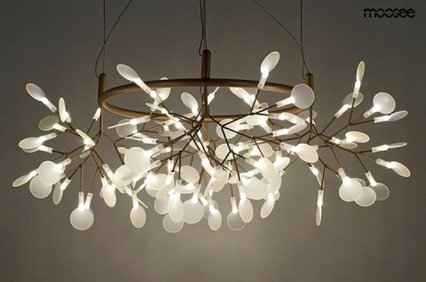 MOOSEE lampa wisząca LED FLORA 80 złota stal szczotkowana inspirowana roślinnością gałązki zakończone ledowym źródłem światła MOOSEE lampa wisząca LED FLORA 80 złota stal szczotkowana inspirowana roślinnością gałązki zakończone ledowym źródłem światła