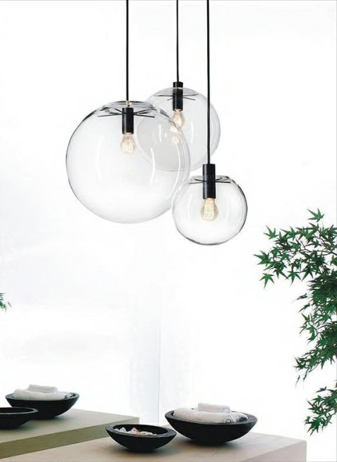 Moosee MOOSEE lampa wisząca SANDRA 30 czarna metal klosz w kształcie kuli wyykonano ze szkła transparentnego E27 Moosee MOOSEE lampa wisząca SANDRA 30 czarna metal klosz w kształcie kuli wyykonano ze szkła transparentnego E27