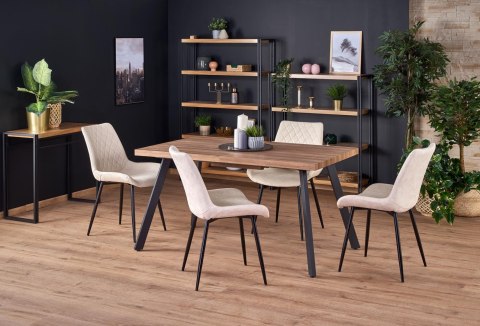 STÓŁ ROZKŁADANY 160-220x90 blat - ORZECH stelaż - CZARNY BERLIN HALMAR PROSTOKĄTNY PŁYTA LAMINOWANA PODSTAWA STAL MALOWANA STÓŁ ROZKŁADANY 160-220x90 blat - ORZECH stelaż - CZARNY BERLIN HALMAR PROSTOKĄTNY PŁYTA LAMINOWANA PODSTAWA STAL MALOWANA