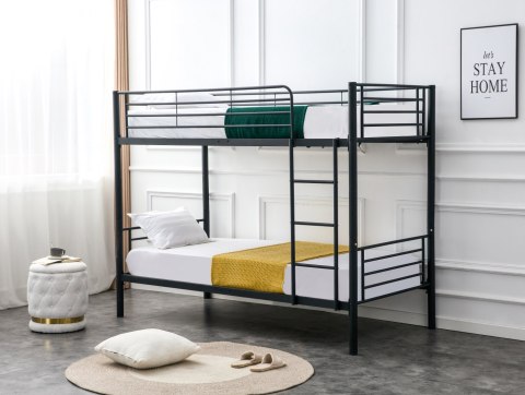 ŁÓŻKO PIĘTROWE / opcja DWÓCH ŁÓŻEK pojedynczych BUNKY 90 HALMAR czarne STAL MALOWANA ŁÓŻKO PIĘTROWE / opcja DWÓCH ŁÓŻEK pojedynczych BUNKY 90 HALMAR czarne STAL MALOWANA