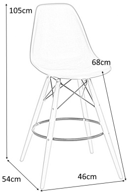 D2.DESIGN Hoker Krzesło barowe P016W PP navy green zielony tworzywo PP podstawa drewniana stabilne wygodne i lekkie