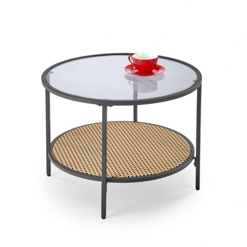 ŁAWA OKRĄGŁA fi 60 DAKOTA szkło dymiony / rattan syntetyczny naturalny HALMAR PODSTAWA STAL MALOWANA PROSZKOWO CZARNA ŁAWA OKRĄGŁA fi 60 DAKOTA szkło dymiony / rattan syntetyczny naturalny HALMAR PODSTAWA STAL MALOWANA PROSZKOWO CZARNA