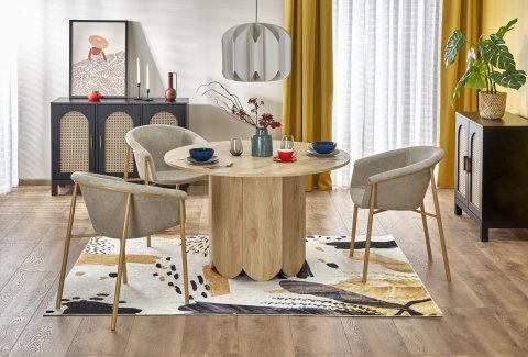 STÓŁ HUGO okrągły fi 120 dąb naturalny MDF OKLEINOWANY HALMAR DO SALONU JADALNI STÓŁ HUGO okrągły fi 120 dąb naturalny MDF OKLEINOWANY HALMAR DO SALONU JADALNI