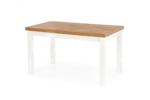 Halmar stół TIAGO rozkładany 140-220x80 prostokątny blat: MDF laminat dąb lancelot, nogi: biały drewno lite bukowe Halmar stół TIAGO rozkładany 140-220x80 prostokątny blat: MDF laminat dąb lancelot, nogi: biały drewno lite bukowe