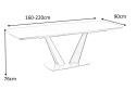Halmar stół FANGOR rozkładany prostokątny blat szkło MDF lakier - ciemny popiel, podstawa stal nierdzewna - czarny 160-220x90 Halmar stół FANGOR rozkładany prostokątny blat szkło MDF lakier - ciemny popiel, podstawa stal nierdzewna - czarny 160-220x90