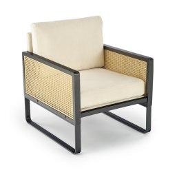 Halmar ILARIO fotel wypoczynkowy, czarny / jasny beż / naturalny