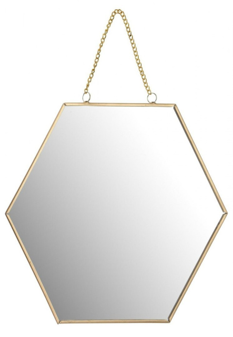 Intesi Lustro Hexa Gold L geometryczna metalowa rama w kolorze złota praktyczny dodatek do wnętrza będący jednocześnie ozdobą Intesi Lustro Hexa Gold L geometryczna metalowa rama w kolorze złota praktyczny dodatek do wnętrza będący jednocześnie ozdobą