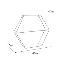 Intesi minimalistyczna Półka Heksagon metalowa rama czarny półki MDF jasny dąb wkomponuje się we wnętrze każdego rodzaju