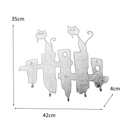 Intesi Wieszak ścienny Koty na płocie czarny metalowy do przedpokoju holu recepcji
