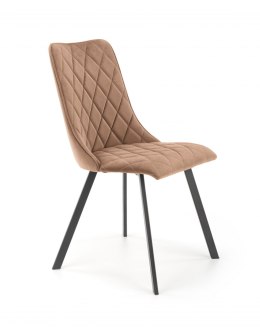 Halmar K450 krzesło beżowe pikowane tkanina velvet / stal malowana proszkowo